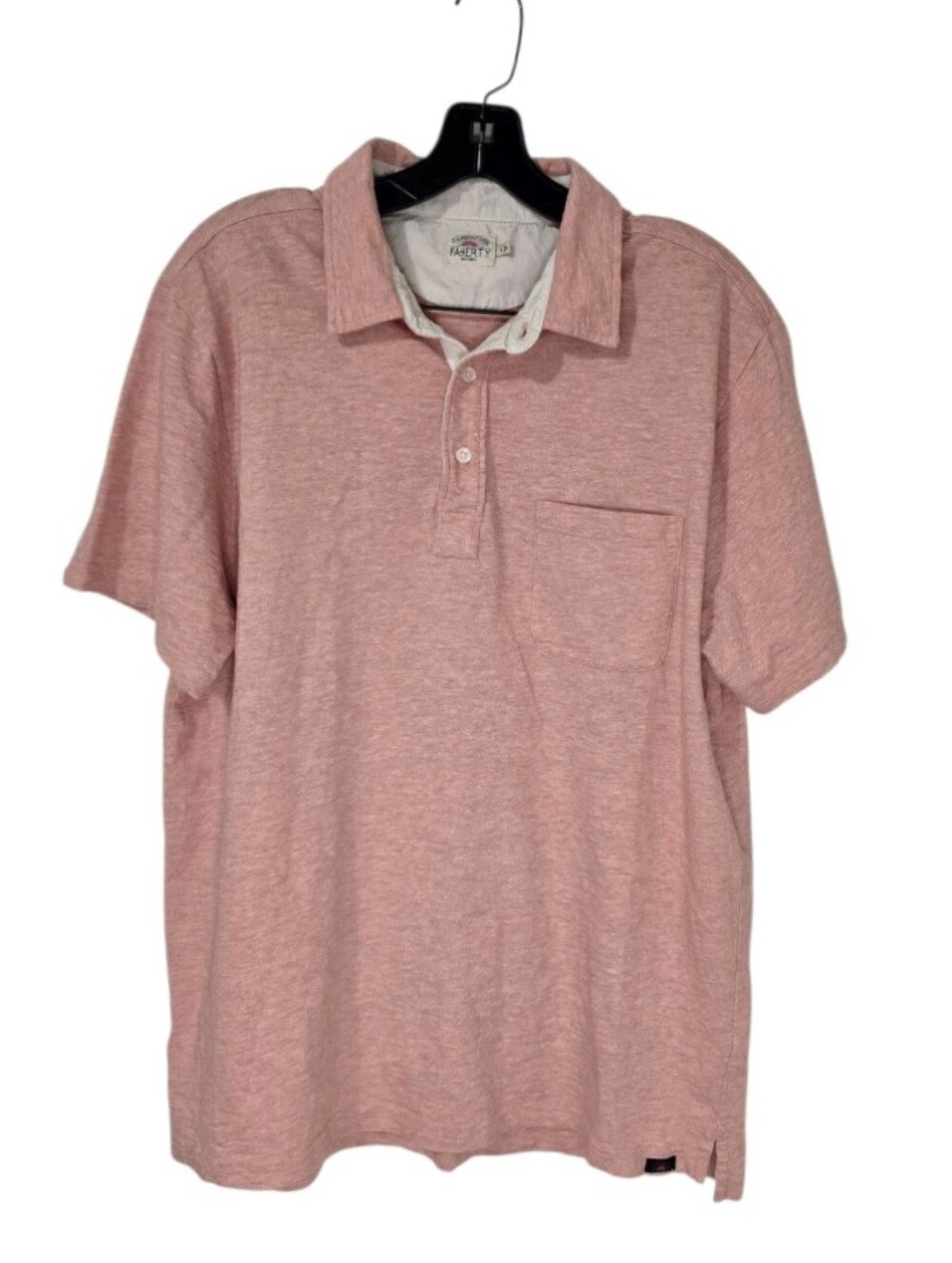 FAHERTY Men's Short-Sleeve Heather Orange Polo Large Casual Preppy